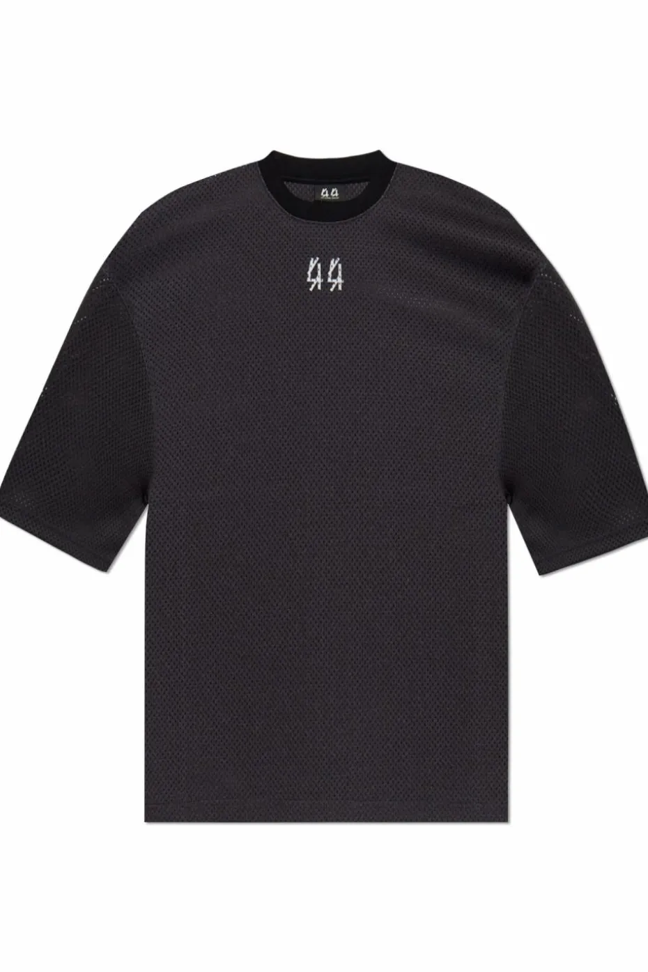 44 Label Group CZARNY Perforowany t-shirt z logo