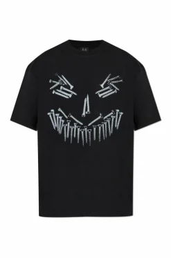 44 Label Group CZARNY T-shirt z logo