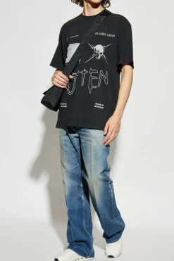 44 Label Group CZARNY T-shirt z logo