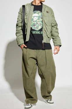 A BATHING APE® CZARNY T-shirt z nadrukiem