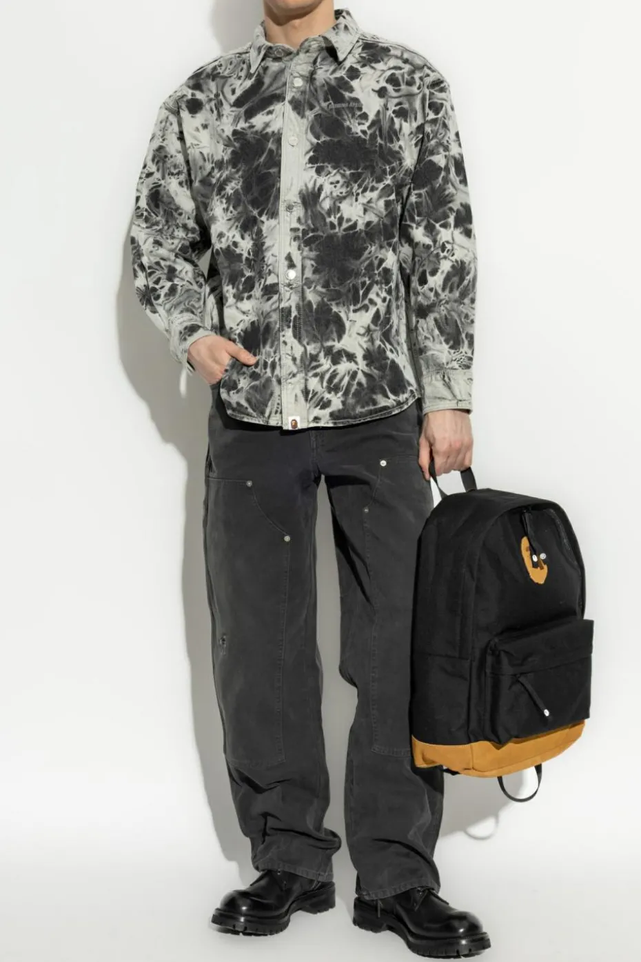 A BATHING APE® SZARY Koszula jeansowa