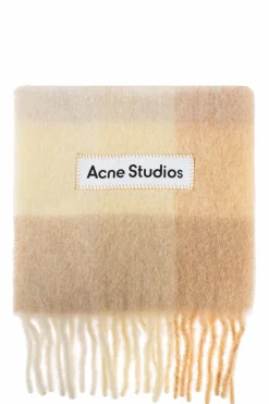 Acne Studios beżowy Szal z logo