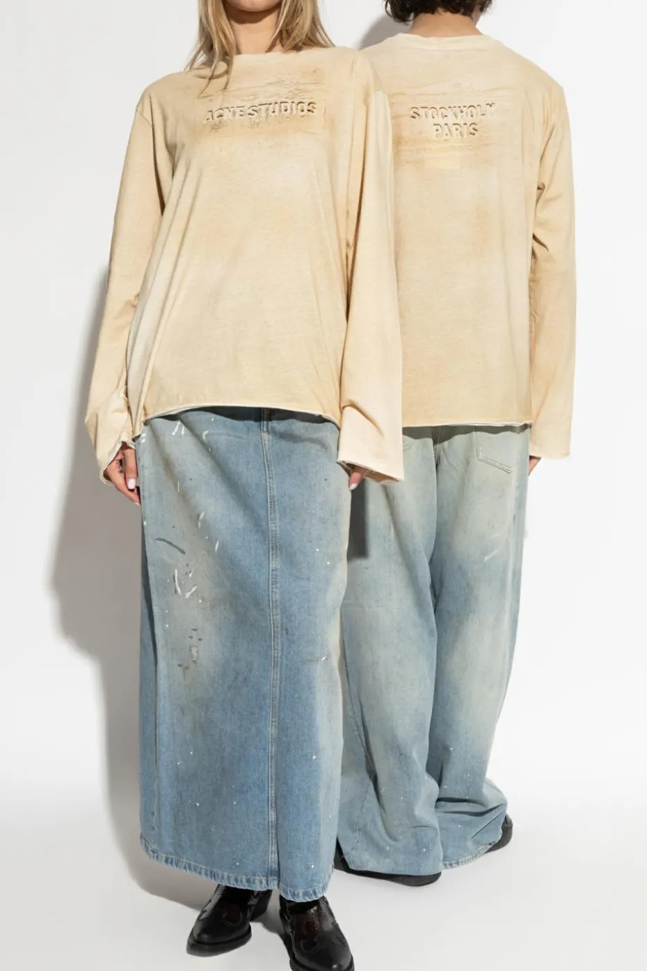 Acne Studios beżowy T-shirt z logo