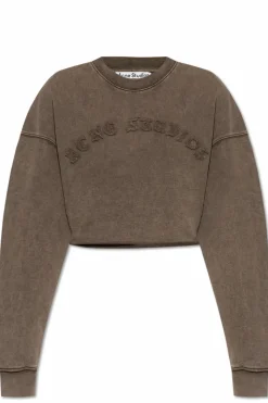 Acne Studios BRĄZOWY Krótka bluza z logo
