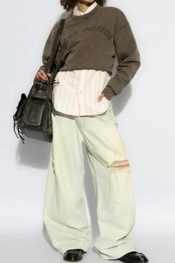 Acne Studios BRĄZOWY Krótka bluza z logo