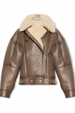 Acne Studios BRĄZOWY Skórzana kurtka