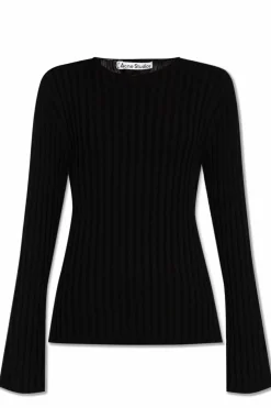 Acne Studios CZARNY Prążkowany sweter