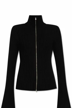 Acne Studios CZARNY Prążkowany kardigan