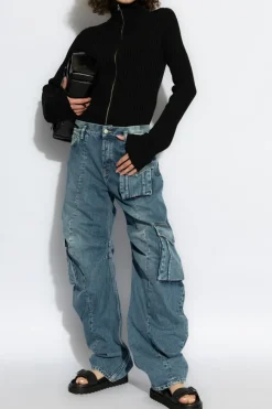 Acne Studios CZARNY Prążkowany kardigan