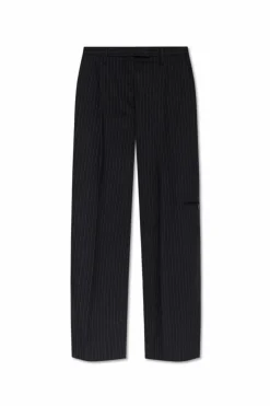Acne Studios CZARNY Spodnie w kant w prążek