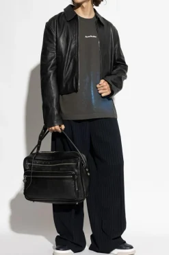 Acne Studios GRANATOWY Spodnie w kant