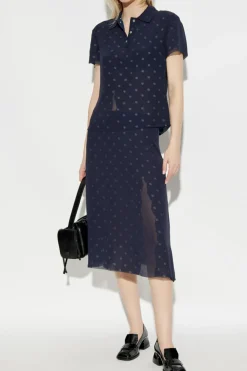 Acne Studios GRANATOWY Spódnica ze wzorem w groszki