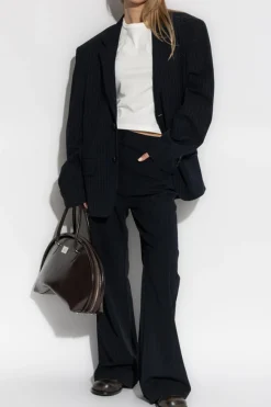 Acne Studios GRANATOWY Spodnie w kant