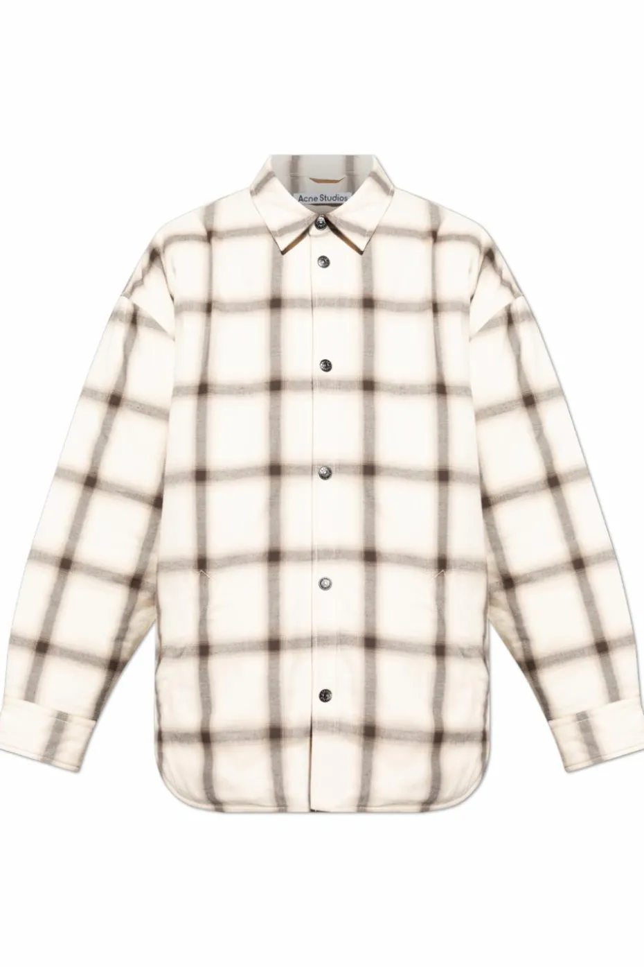 Acne Studios kremowy Ocieplana kurtka z wzorem w kratę