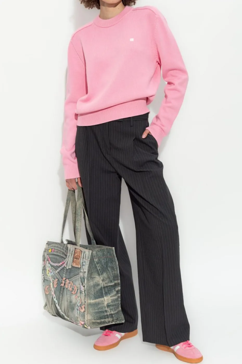 Acne Studios RÓŻOWY Sweter z logo