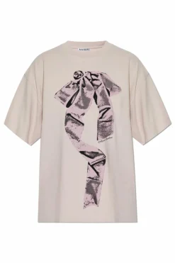 Acne Studios RÓŻOWY T-shirt z nadrukiem
