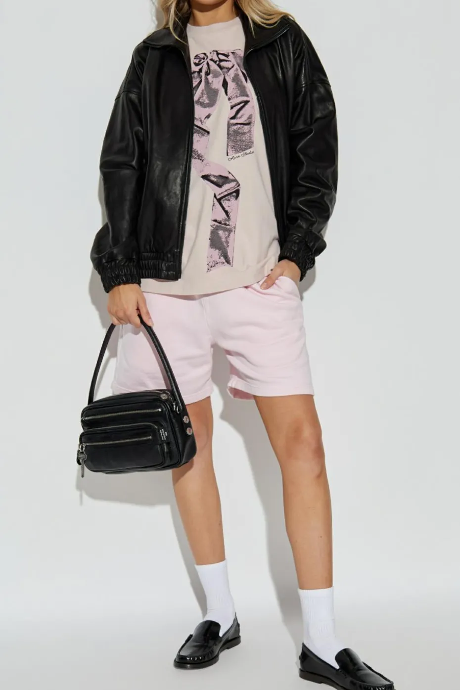 Acne Studios RÓŻOWY T-shirt z nadrukiem