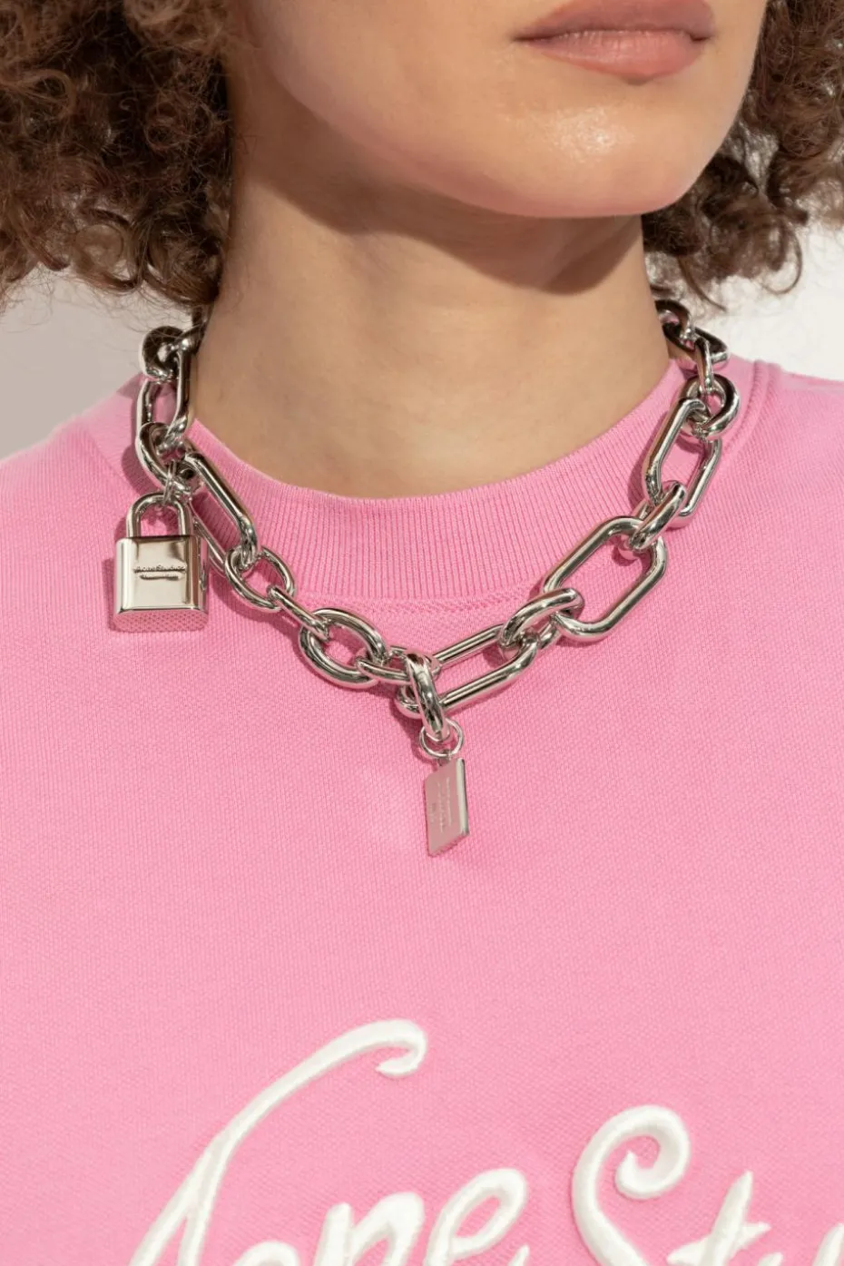 Acne Studios SREBRNY Mosiężny naszyjnik