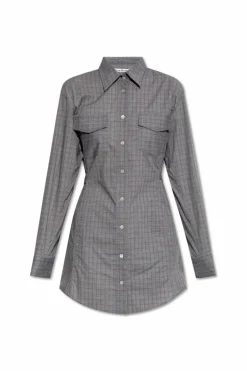 Acne Studios SZARY Sukienka ze wzorem w kratę