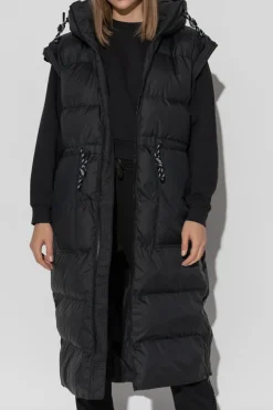ADIDAS by Stella McCartney CZARNY Pikowany płaszcz