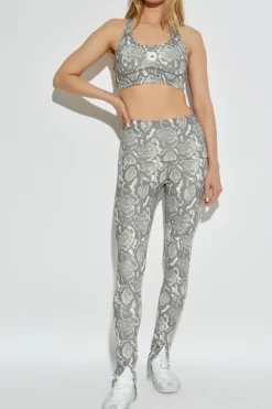 ADIDAS by Stella McCartney SZARY Leginsy treningowe z rozcięciem na nogawkach
