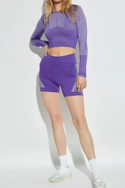 ADIDAS by Stella McCartney FIOLETOWY Szorty treningowe z logo