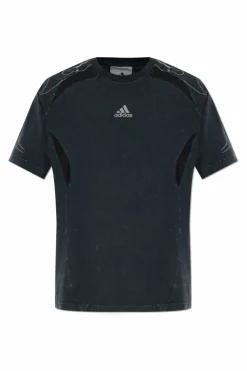 ADIDAS Originals CZARNY T-shirt z efektem `vintage`