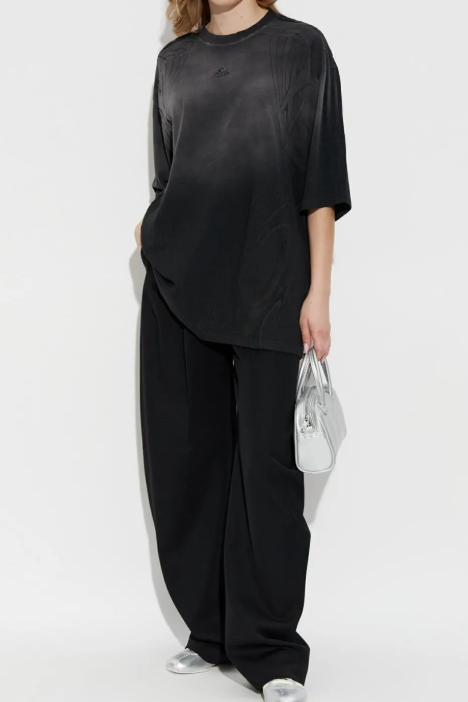 ADIDAS Originals CZARNY T-shirt typu `oversize`