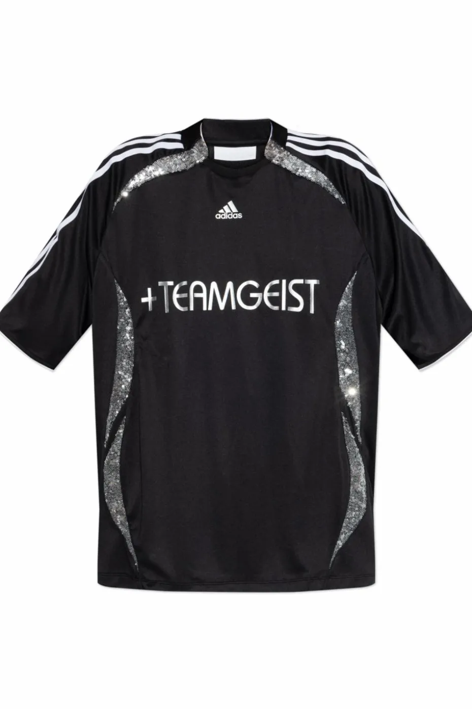 ADIDAS Originals CZARNY T-shirt z cekinami