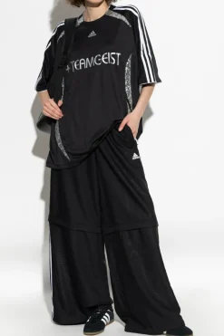 ADIDAS Originals CZARNY T-shirt z cekinami