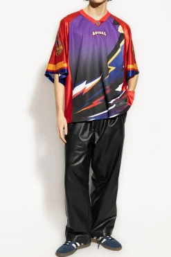 ADIDAS Originals MULTIKOLOR T-shirt z dekoltem w serek