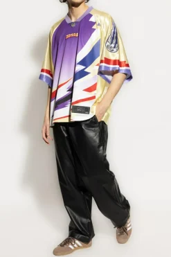 ADIDAS Originals MULTIKOLOR T-shirt z dekoltem w serek