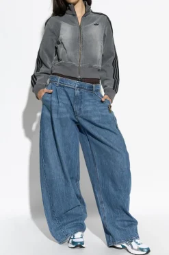 ADIDAS Originals SZARY Jeansowa kurtka ze stójką