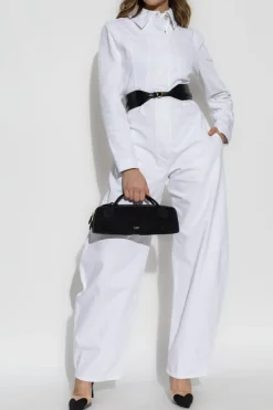 Alaïa BIAŁY Jeansowy kombinezon