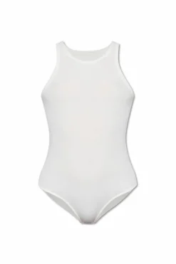 Alaïa BIAŁY Prążkowane body bez rękawów