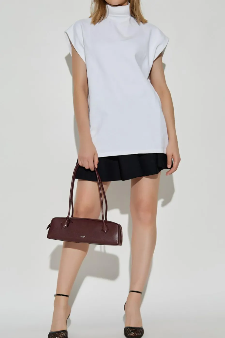 Alaïa BIAŁY Top z usztywniana stójką