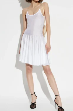 Alaïa BIAŁY Transparentna sukienka