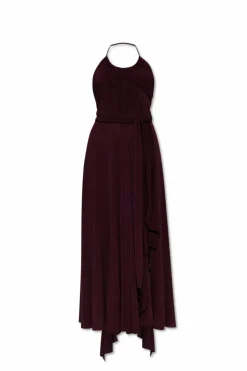 Alaïa BORDO Asymetryczna sukienka z odkrytymi ramionami