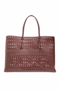 Alaïa BORDO Ażurowa torba ‘Mina 44’ typu ‘shopper’