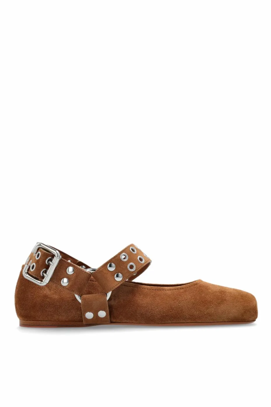 Alaïa BRĄZOWY Zamszowe baleriny `Biker`