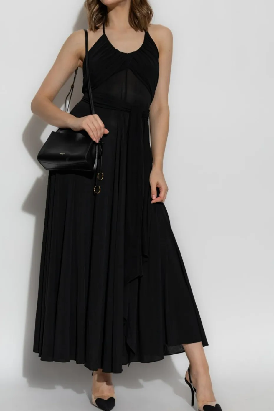 Alaïa CZARNY Asymetryczna sukienka z odkrytymi ramionami