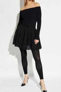 Alaïa CZARNY Dwuwarstwowa spódnica