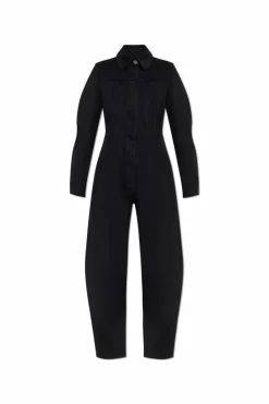 Alaïa CZARNY Jeansowy kombinezon