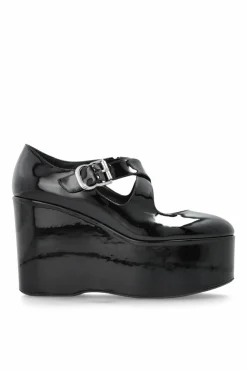 Alaïa CZARNY Lakierowane buty na koturnie