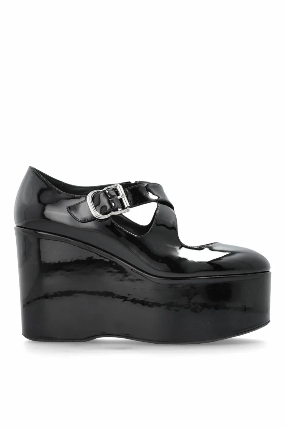 Alaïa CZARNY Lakierowane buty na koturnie