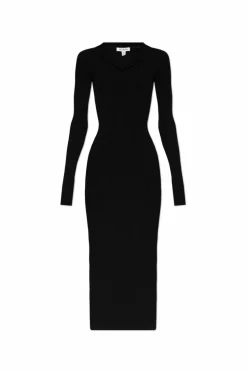 Alaïa CZARNY Prążkowana sukienka