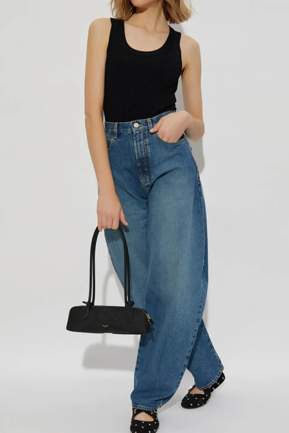 Alaïa CZARNY Prążkowane body