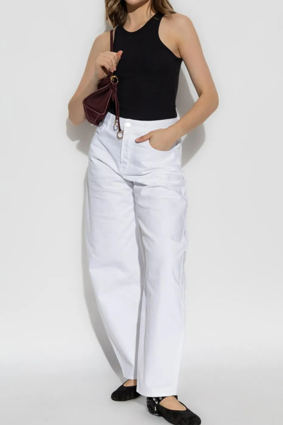 Alaïa CZARNY Prążkowane body bez rękawów