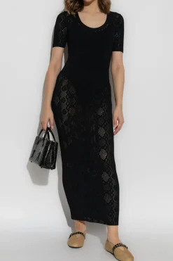 Alaïa CZARNY Sukienka z krótkimi rękawami