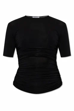 Alaïa CZARNY Top z dekoracyjnymi drapowaniami po bokach